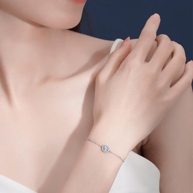 【MoonDy】銀飾 莫桑石手環 簡約手鍊 生日禮物 精品手鍊 韓國手鍊 氣質手鍊 手鍊 純銀手鍊 銀鍊