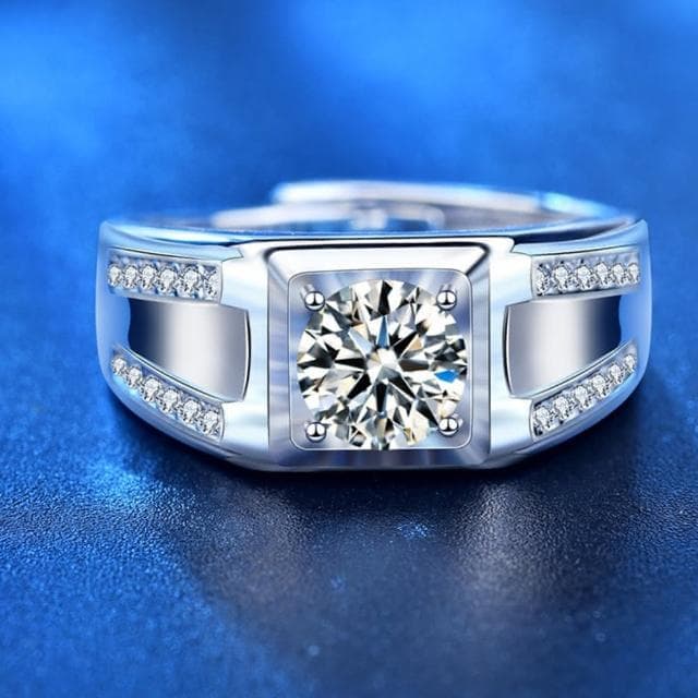 【KT DADA】戒指 生日禮物 純銀戒指 可調節戒指 開口戒指 男生戒指 莫桑石戒指 韓國戒指 結婚戒指