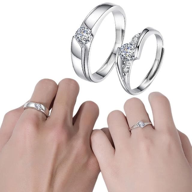 【MoonDy】結婚戒指 生日禮物 純銀戒指 純銀飾品 情侶戒指 情侶對戒 莫桑石戒指 開口戒指 韓國戒指 可調節