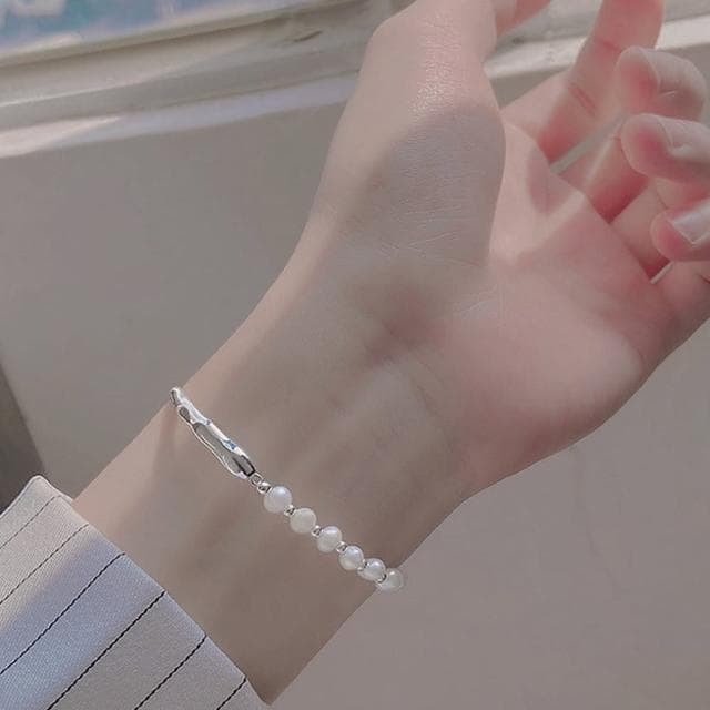 【KT DADA】氣質手環 女生禮物 情人節禮物 純銀手鍊 手鐲 純銀手環 珍珠手鍊 半鐲半鍊 閨蜜手鍊 法式手鍊