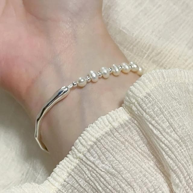 【KT DADA】氣質手環 女生禮物 情人節禮物 純銀手鍊 手鐲 純銀手環 珍珠手鍊 半鐲半鍊 閨蜜手鍊 法式手鍊