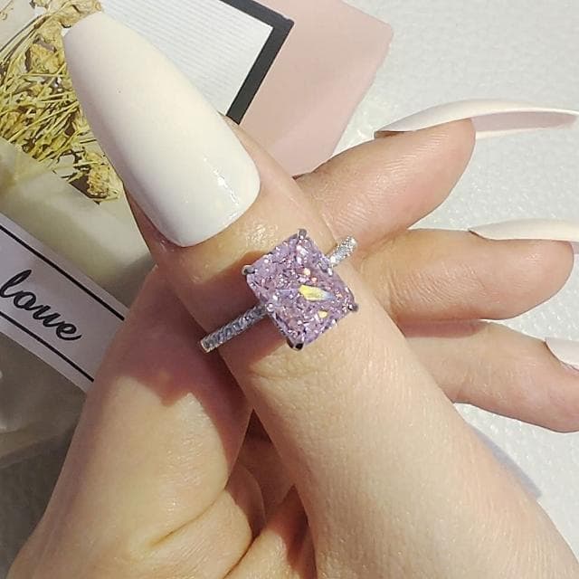 【KT DADA】方形戒指 粉色戒指 女生生日禮物 戒指 純銀戒指 戒指 寶石戒指 鋯石戒指 生日禮物 可愛戒指