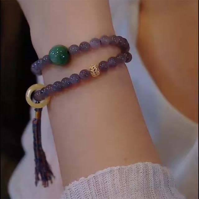 【KT DADA】平安手鍊 小眾手鍊 生日禮物 手鍊 串珠手鍊 手串 玉手鍊 和田玉 佛珠手鍊 紫羅蘭手鐲 雙圈手鏈