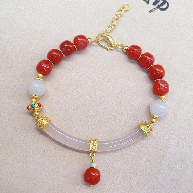 【MoonDy】手鐲 手環 手鏈女 純銀手環 瑪瑙手鐲 玉髓手鐲 紅瑪瑙手鐲 避邪手鍊 串珠手環 新中式手鍊