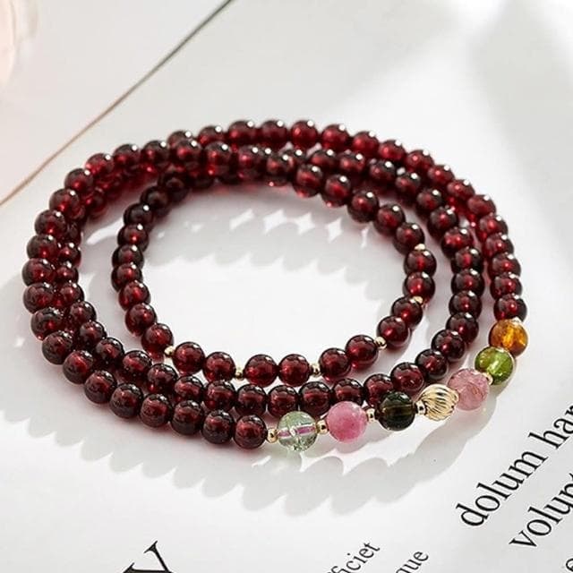 【MoonDy】手串 水晶手鍊 手鍊串珠 串珠水晶 送閨蜜 生日禮物 石榴石手串 招財手鍊 能量手環 碧璽手串