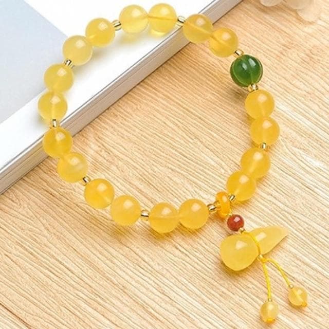 【KT DADA】保平安手鍊 玉葫蘆 簡約飾品 生日禮物 佛珠 玉手鍊 手串 蜜蠟手串 圓珠手串 琥珀蜜蠟手鍊