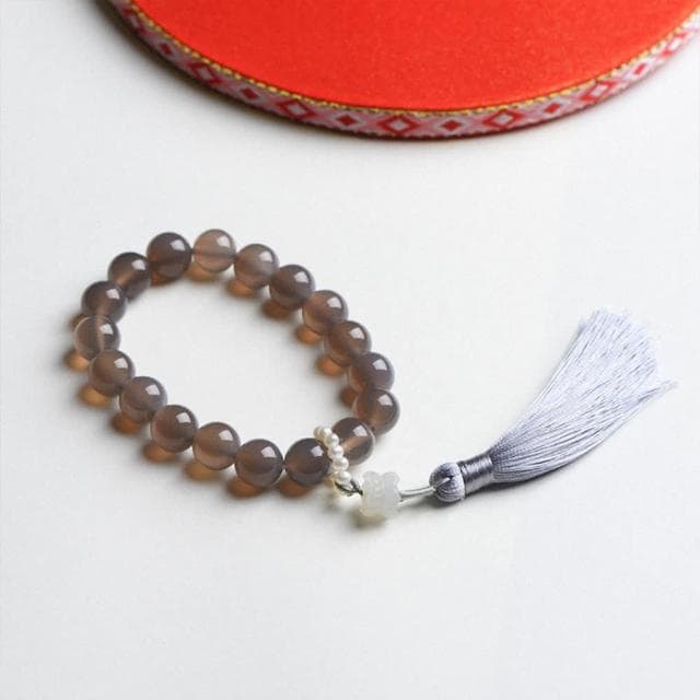 【MoonDy】女手鍊 佛珠 珍珠和田玉手鍊 蓮花飾品 玉配飾 灰瑪瑙手串 流蘇手鍊 復古飾品 送長輩 禮物