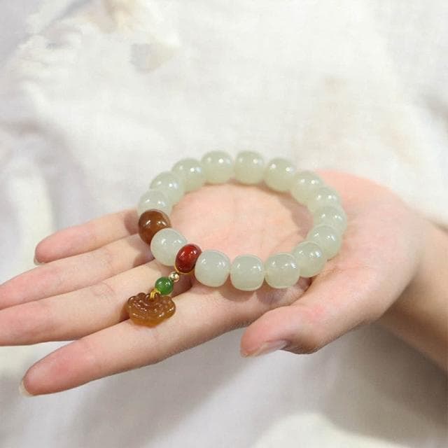 【MoonDy】粗手環 和田玉手鍊 玉手鍊 蘋果珠桶珠 串珠手環 平安手鍊 避邪手鍊 送長輩 送女生 生日禮物