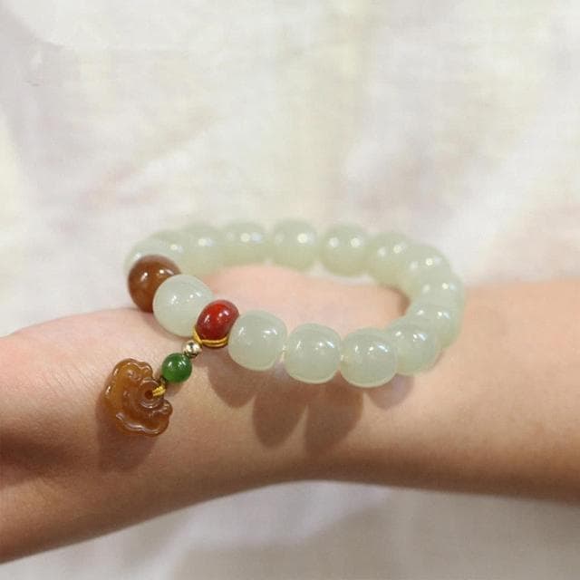 【MoonDy】粗手環 和田玉手鍊 玉手鍊 蘋果珠桶珠 串珠手環 平安手鍊 避邪手鍊 送長輩 送女生 生日禮物
