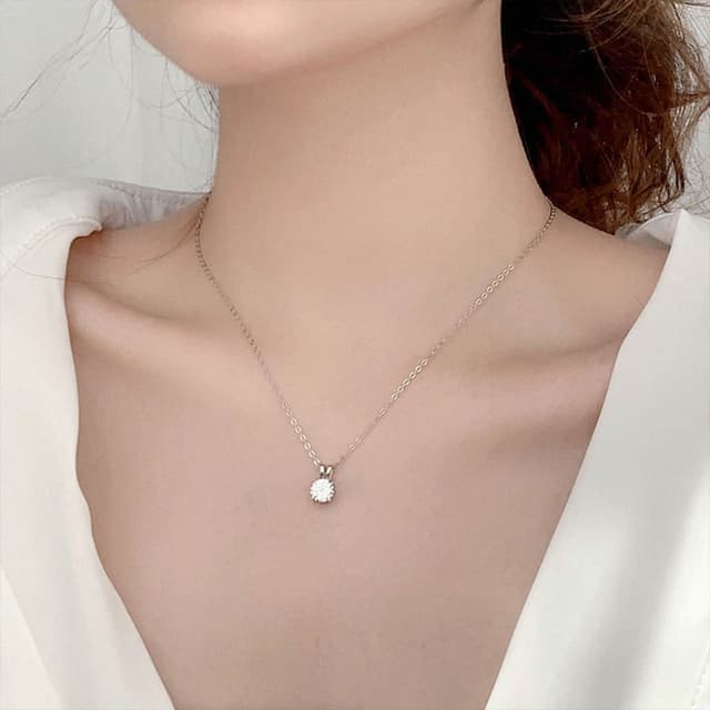 【MoonDy】純銀項鍊 四爪吊墜 鎖骨鍊 莫桑石項鍊 短鍊 飾品 氣質項鍊 女生禮物 情人節禮物 生日禮物