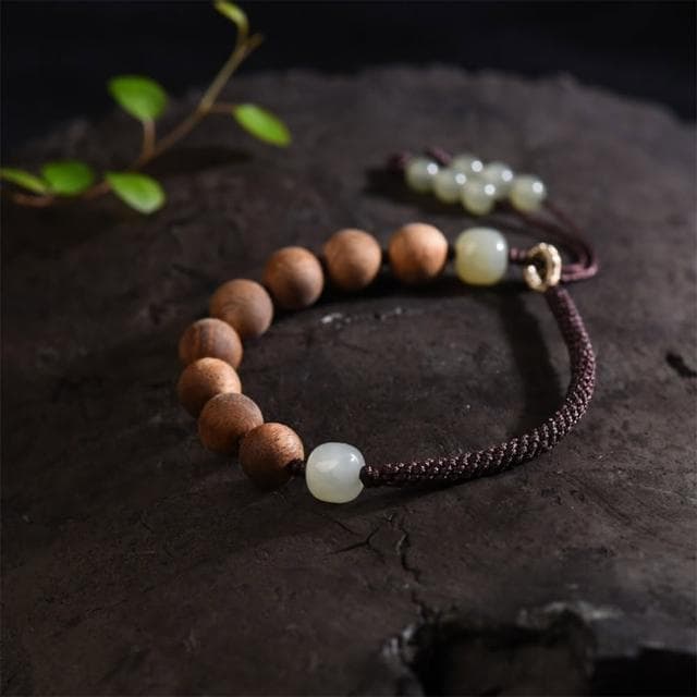 【MoonDy】佛珠手鍊 和田玉手鍊 串珠手鍊 保平安 避邪手鍊 消災解厄 小葉紫檀木 男女手鍊 送男生 生日禮物