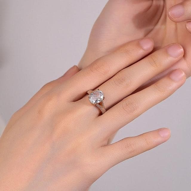 【KT DADA】銀戒 純銀戒指 高碳石戒指 女戒指 蛋形戒 女生禮物 高級感 飾品 玫瑰金戒指 冰花切戒 生日禮物
