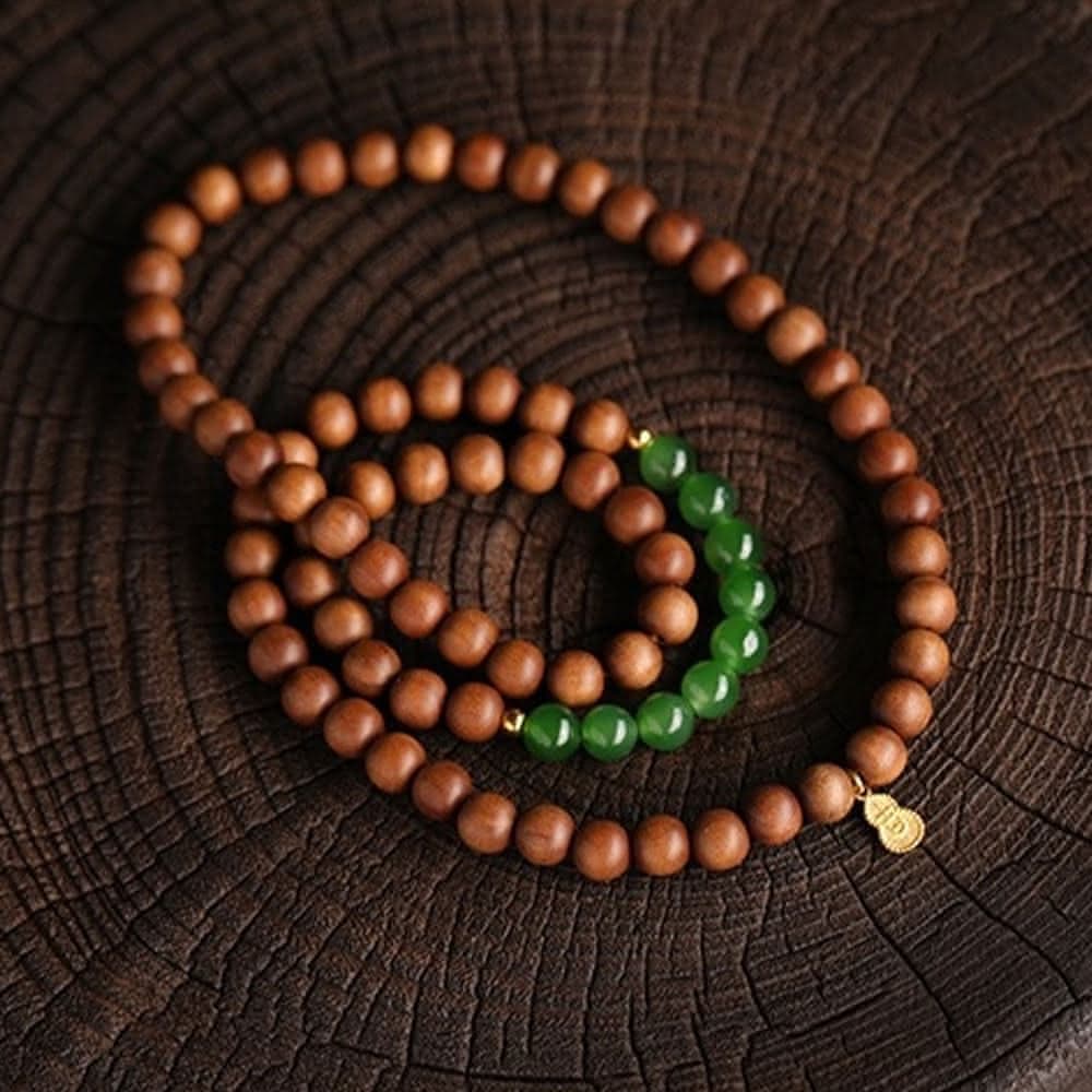 【KT DADA】老山檀香 玉手鍊 老山檀香開運手鍊 細手鍊 長輩禮物 多圈手串 串珠手鍊 平安手鍊 和田玉手串