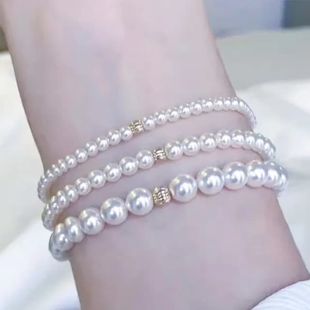 【MoonDy】施家珍珠 串珠手鍊 氣質手鍊 手環 手鍊 純銀手環微型手鍊 法式高級感 珍珠手鍊 送女生 生日禮物