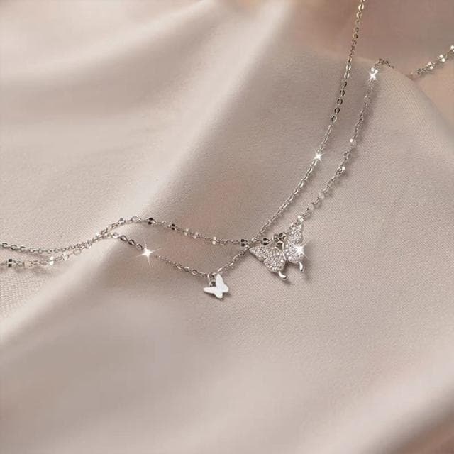 【KT DADA】飾品配件 純銀飾品 S925純銀項鍊 抗過敏項鍊 生日禮物 女項鍊 蝴蝶項鍊 鎖骨鏈 短鍊 造型項鍊