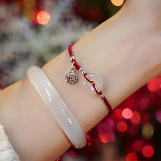 【MoonDy】手鍊 吊墜 平安扣手鍊 純銀吊墜 避邪手鍊 本命年 紅繩手鏈 福牌吊墜 瑪瑙手鍊 編繩手鍊 閨蜜禮物 生日禮物