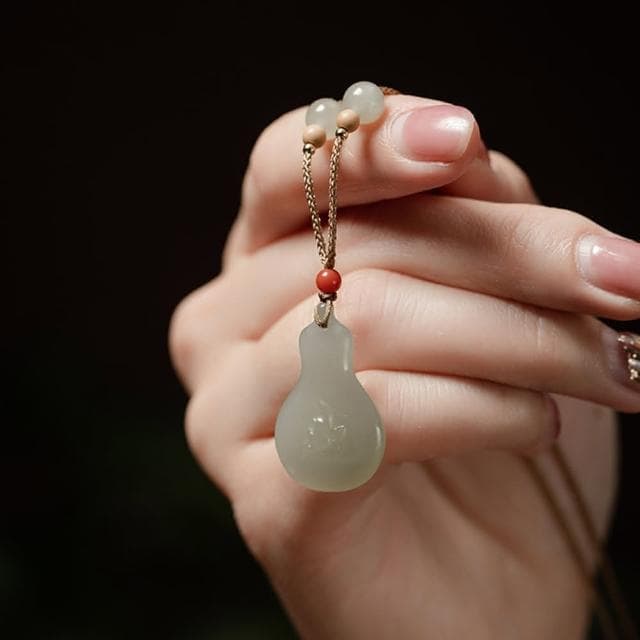 【MoonDy】項鍊 玉項鍊 和田玉項鍊 葫蘆吊墜 手工項鍊 編織項鍊 編繩項鍊 女項鍊 小掛件 招財納福 保平安 送長輩 禮物