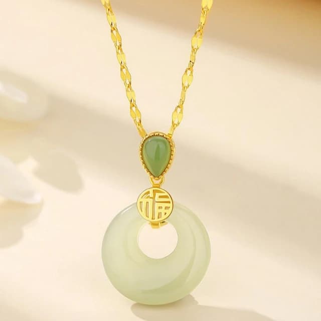 【MoonDy】項鍊 純銀項鍊 金項鍊 玉項鍊 驅邪避凶 平安扣項鍊 和田玉項鍊 平安納福 吊墜項鍊 鎖骨鍊 生日禮物 氣質項鍊
