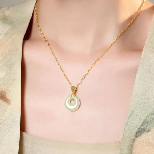 【MoonDy】項鍊 純銀項鍊 金項鍊 玉項鍊 驅邪避凶 平安扣項鍊 和田玉項鍊 平安納福 吊墜項鍊 鎖骨鍊 生日禮物 氣質項鍊