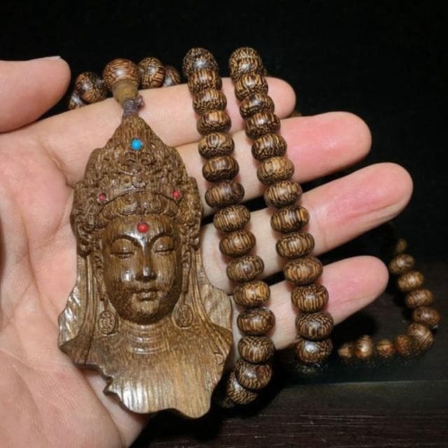 【KT DADA】佛珠項鍊 木珠項鍊 避邪項鍊 長輩禮物 掛飾 越南沉香 觀音吊墜 算盤珠 沉香車掛 佛像掛飾 念珠