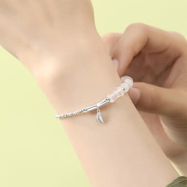 【MoonDy】竹節手鍊 純銀手鍊 招財手鍊 開運手鍊 百搭飾品 碎銀子 保平安 手鍊 手串 禮物