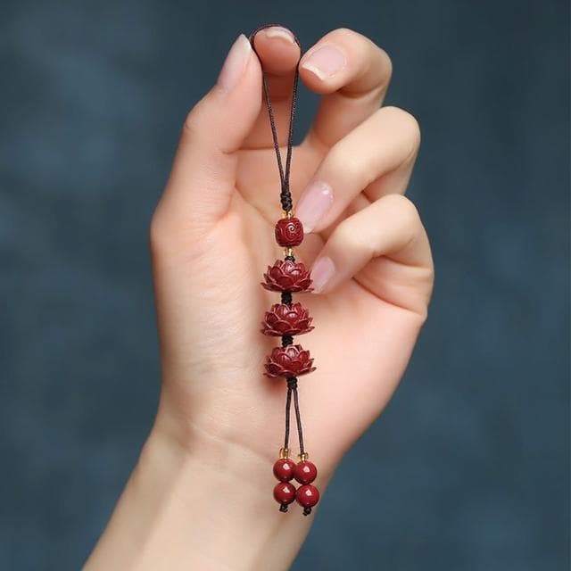 【MoonDy】硃砂 飾品 手機掛件 蓮花吊飾 辟邪手鍊 招財納福 吊墜 男女通用 如意 護身符 保平安 送媽媽 生日禮物