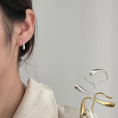【MoonDy】耳環 耳環女 925 純銀耳環 耳飾 正韓耳環 金色耳環 韓國飾品 耳勾 個性耳環 純銀飾品 水滴耳環 女生禮物