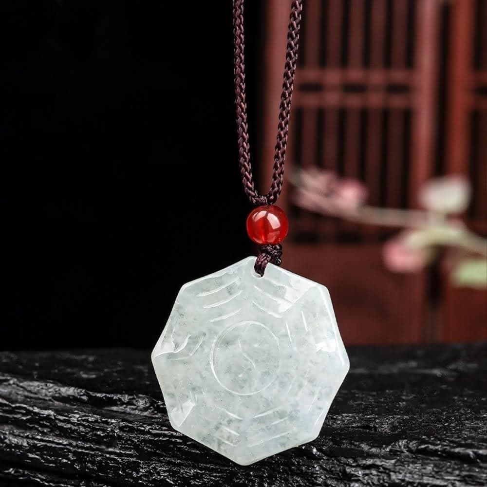 【MoonDy】八卦玉 八卦項鍊 吊墜 吊飾 玉石項鍊 招財納福 保平安 玉珮 飾品 翡翠 護身符 男女同款 送媽媽 生日禮物