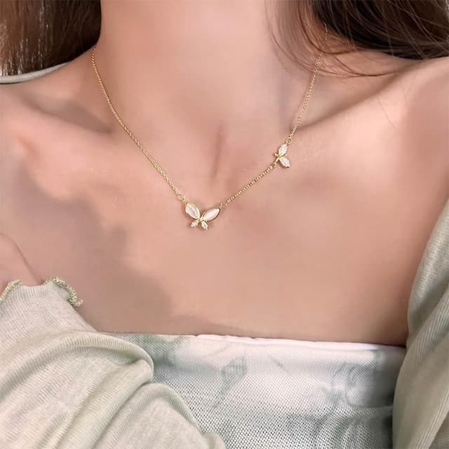 【KT DADA】蝴蝶吊墜 女生項鍊 純銀項鍊 韓國項鍊 生日禮物 通體純銀 小眾設計 ins風 鎖骨鍊 首飾 飾品 銀飾
