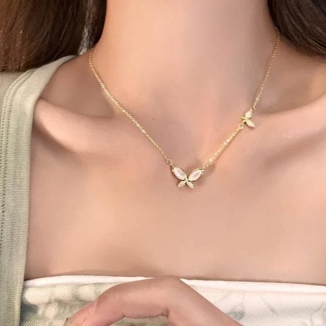 【KT DADA】蝴蝶吊墜 女生項鍊 純銀項鍊 韓國項鍊 生日禮物 通體純銀 小眾設計 ins風 鎖骨鍊 首飾 飾品 銀飾