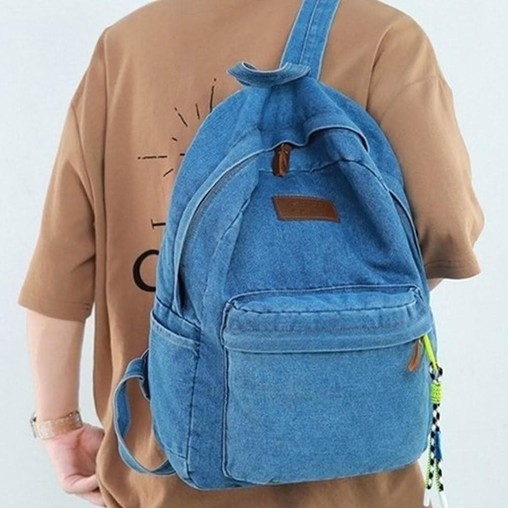 【KT DADA】雙肩包 休閒後背包 y2k包包 藍色包包 生日禮物 包包 後背包 書包 牛仔包 帆布包 大容量後背包 日本帆布包