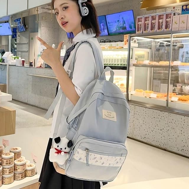 【KT DADA】a4包包 電腦後背包 森林系 生日禮物女生實用 包包 後背包 尼龍包包 書包 大容量後背包 藍色包包 後背包韓國