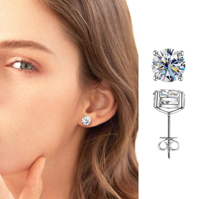 【MoonDy】飾品 耳環 女生耳環 莫桑石 純銀耳環 S925銀 耳飾 耳針 小香風耳環 氣質耳環 情人節禮物