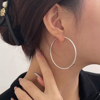 【MoonDy】飾品 耳環 耳環女 禮物 純銀耳環 耳圈 素面耳環 高級感 輕奢 銀色耳環 素圈 大耳環 耳飾 百搭