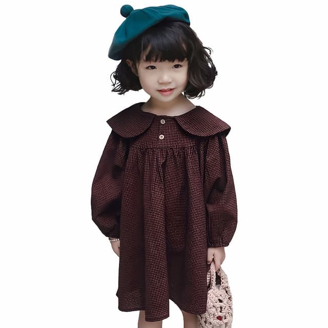 【Arbea】兒童清秀格子連衣裙C543(韓系風)