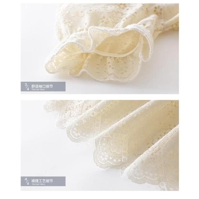 【Arbea】夏季童裝新款女童甜美珍珠翻領蕾絲連衣裙中大兒童洋氣裙子 C432