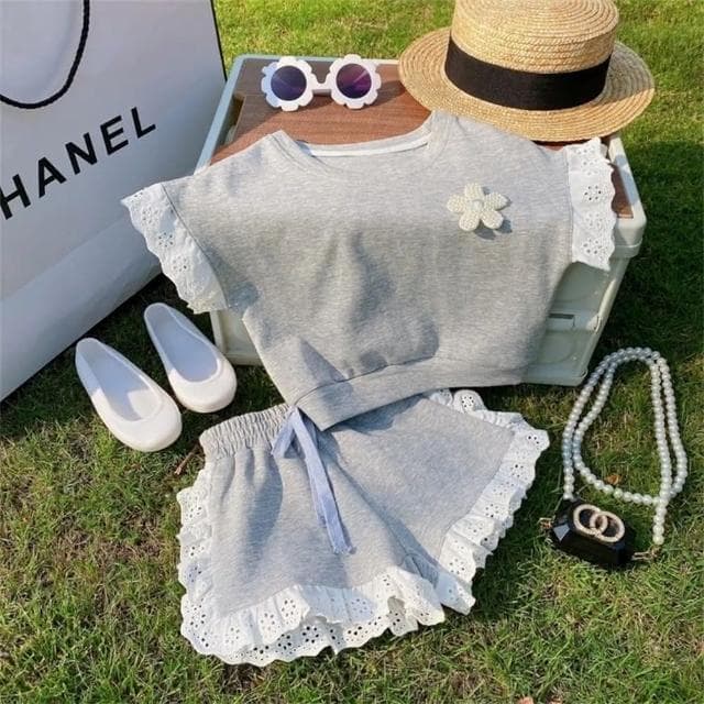 【Arbea】童裝女童短袖短褲套裝棉夏季新款兒童夏裝衣服洋氣運動服 C227