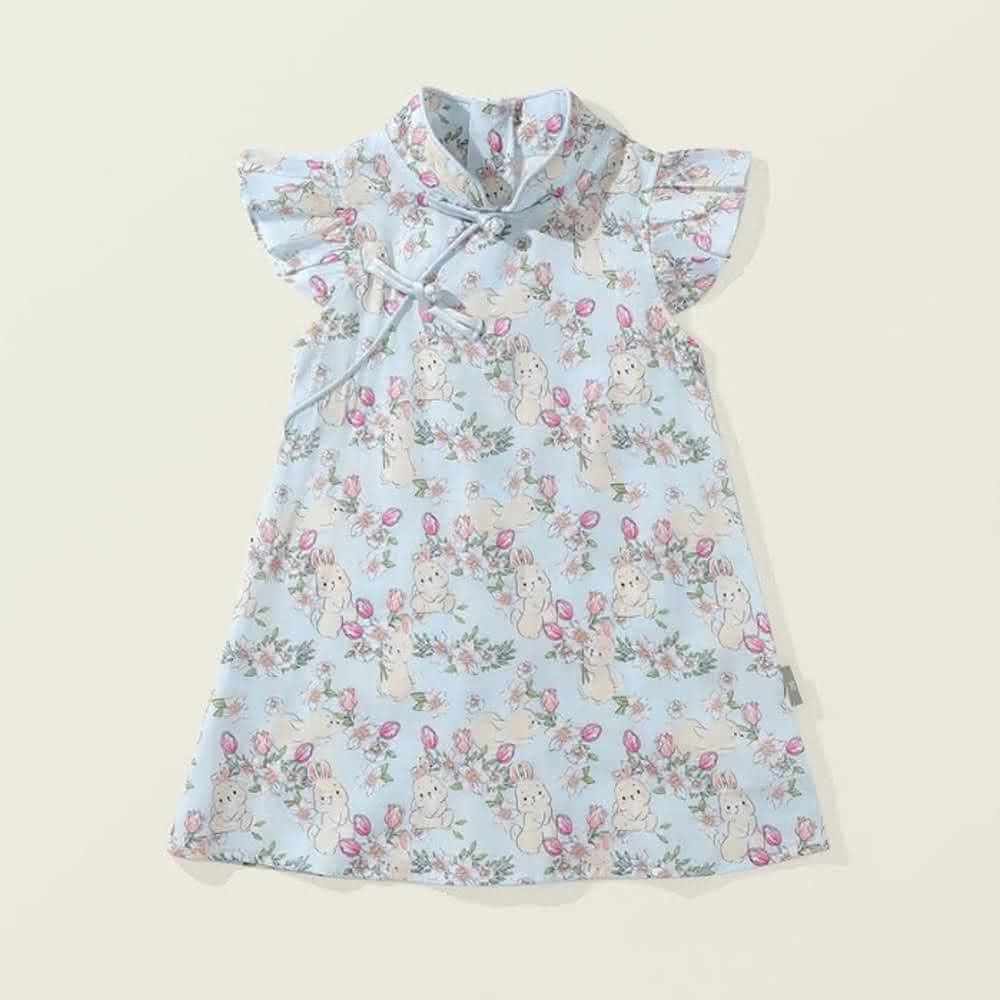 【Arbea】女童旗袍裙夏季洋氣古風碎花中國風漢服連衣裙兒童公主裙子 C122