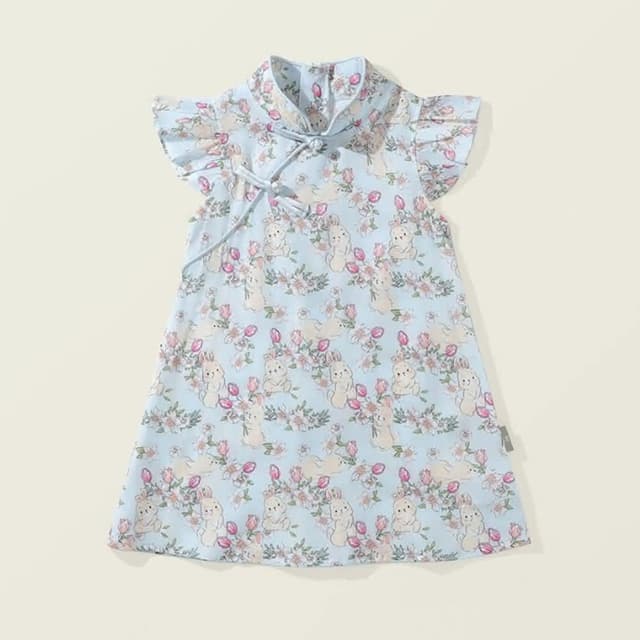 【Arbea】女童旗袍裙夏季洋氣古風碎花中國風漢服連衣裙兒童公主裙子 C122
