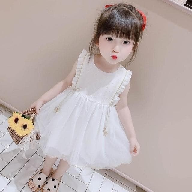 【Arbea】女童連衣裙夏季新款洋氣短袖白色紗裙女孩裙子兒童夏裝公主裙童裝 C145