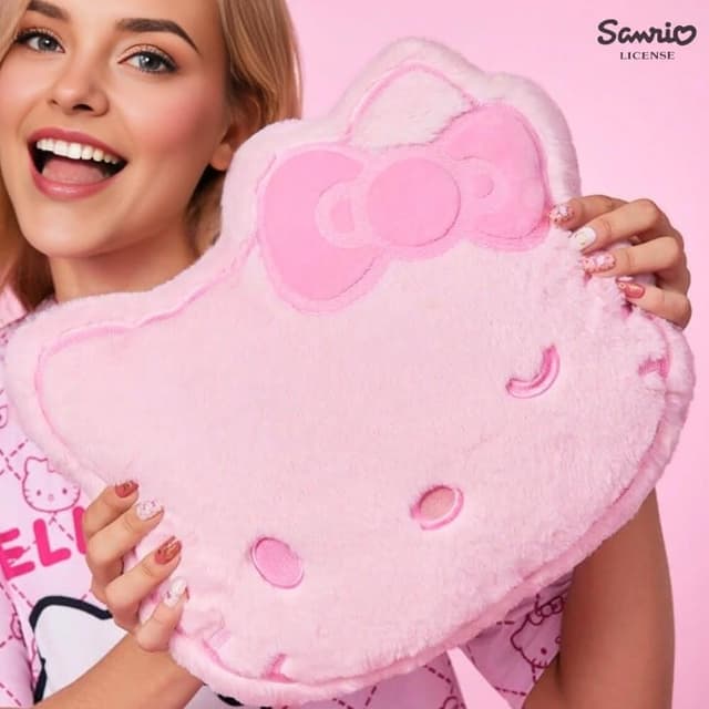 【SANRIO 三麗鷗】Hello Kitty凱蒂貓超柔絨毛薄抱枕靠墊靠枕玩偶沙發枕頭(女友女兒老婆生日情人聖誕交換禮物)