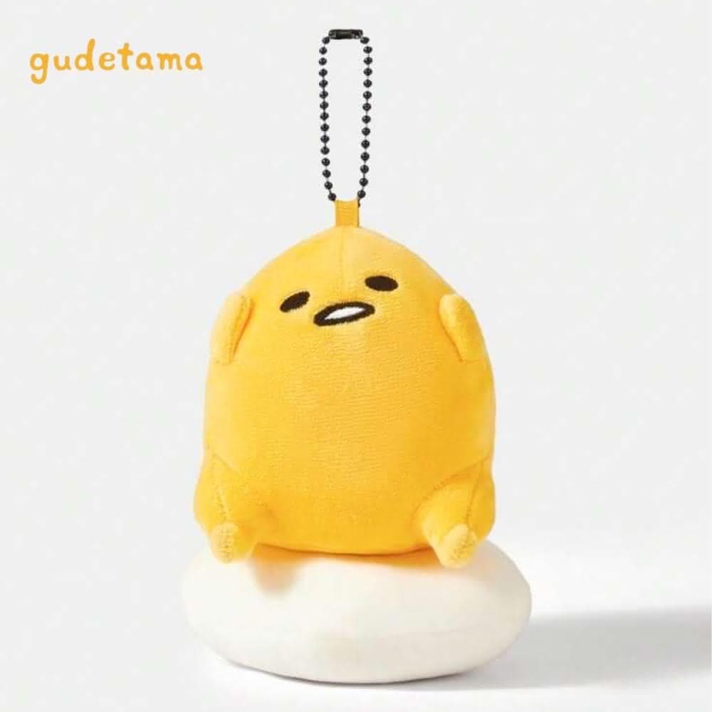 【gudetama 蛋黃哥】gudetama蛋黃哥卡通刺繡超可愛鑰匙圈毛絨玩偶吊飾(閨蜜女兒女友老婆生日聖誕交換禮物)