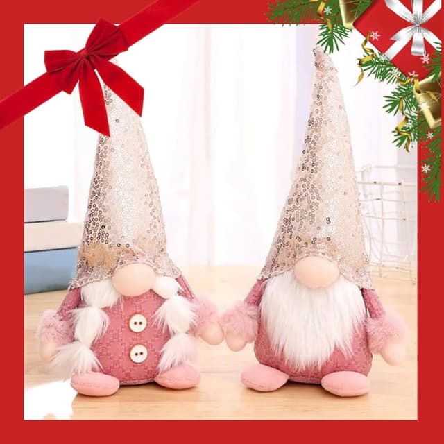 【WOONUE】HOT輕奢時尚擺飾網美粉紅魯道夫小矮人娃娃陳列無臉娃娃喬遷禮物擺拍 聖誕裝飾 聖誕禮物 交換禮物