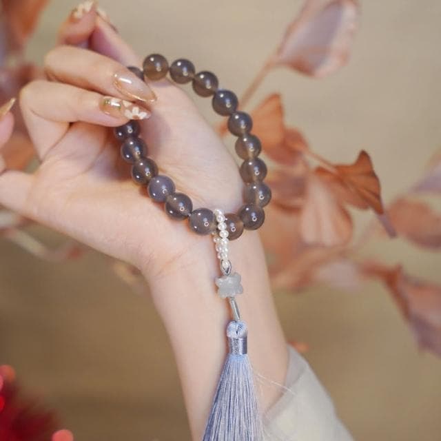 【LEEHER】女生/手環/佛珠/和田玉手鍊/灰瑪瑙手串/流蘇手鍊/珍珠和田玉/蓮花飾品/復古飾品/送長輩/禮物