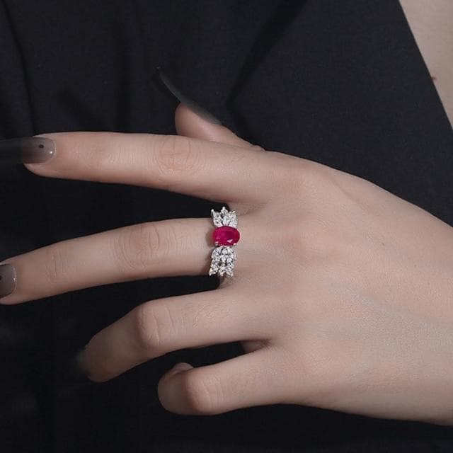 【LEEHER】女生/戒指/鴿血紅戒指/純銀戒指/鋯戒/紅鋯石戒指/歐美戒指/大戒指/新娘飾品/生日禮物/送長輩