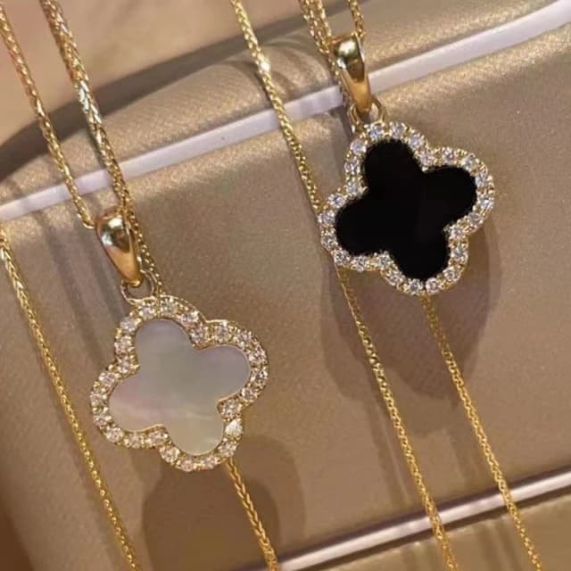 【LEEHER】女生/純銀項鍊/瑪瑙項鍊/四葉草項鍊/幸運草項鍊/金項鍊/閨蜜項鍊/小眾項鍊/生日禮物項鍊