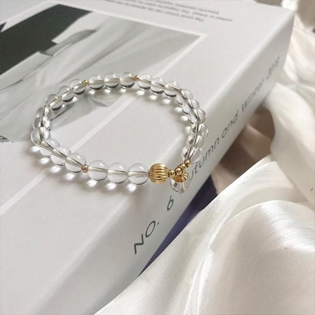 【LEEHER】白水晶手鍊/平安手鍊/手串/水晶串珠/招財手鍊/開運手鍊/女生禮物/水晶手鍊/手環/手鍊