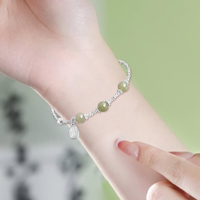 【LEEHER】女生/手鍊/手環/銀飾/純銀手鍊/納福/碎銀手鍊/女手鍊/本命年/細手鍊/精緻感/仿和田玉手鍊/手飾/送女生/生日禮物