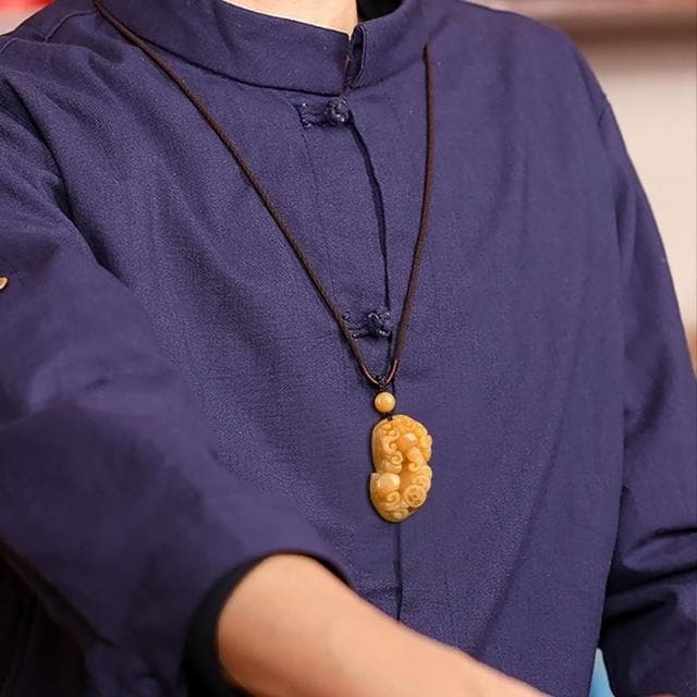 【LEEHER】金絲玉項鍊/黃玉項鍊/玉石項鍊/貔貅項鍊/本命年/護身符/保平安/禮物/玉石/吊墜/玉墜/招財/避邪