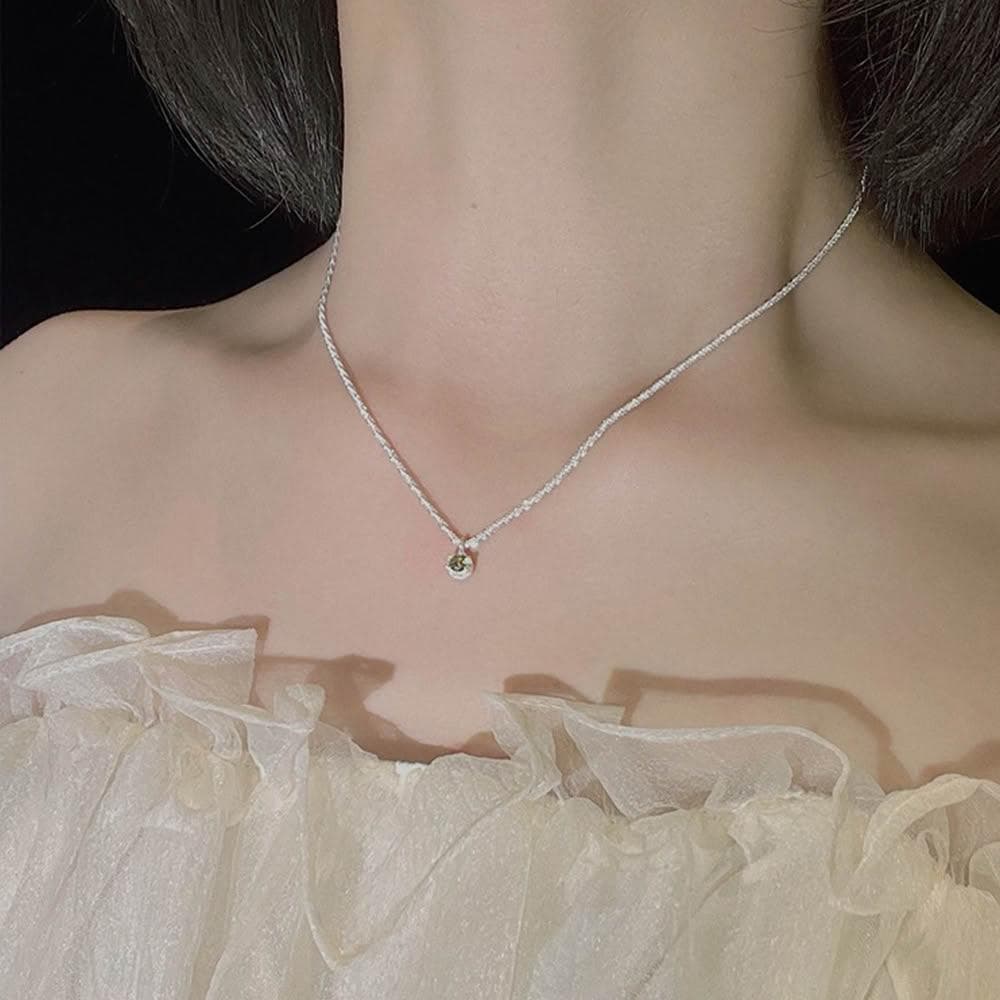 【LEEHER】女生飾品/吊墜/吊飾/鎖骨鏈/925純銀項鍊/項鍊/送女生/生日禮物/滿天星項鍊/項鍊女/ins風/綠鋯石/